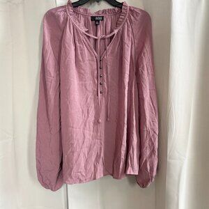 ANA Womens Top‎ Size 2XL Mauve Whimsical Fairy Ruffle Lace Western Crinkle 18679